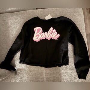 Barbie Black Sweatshirt with Pink Script Logo